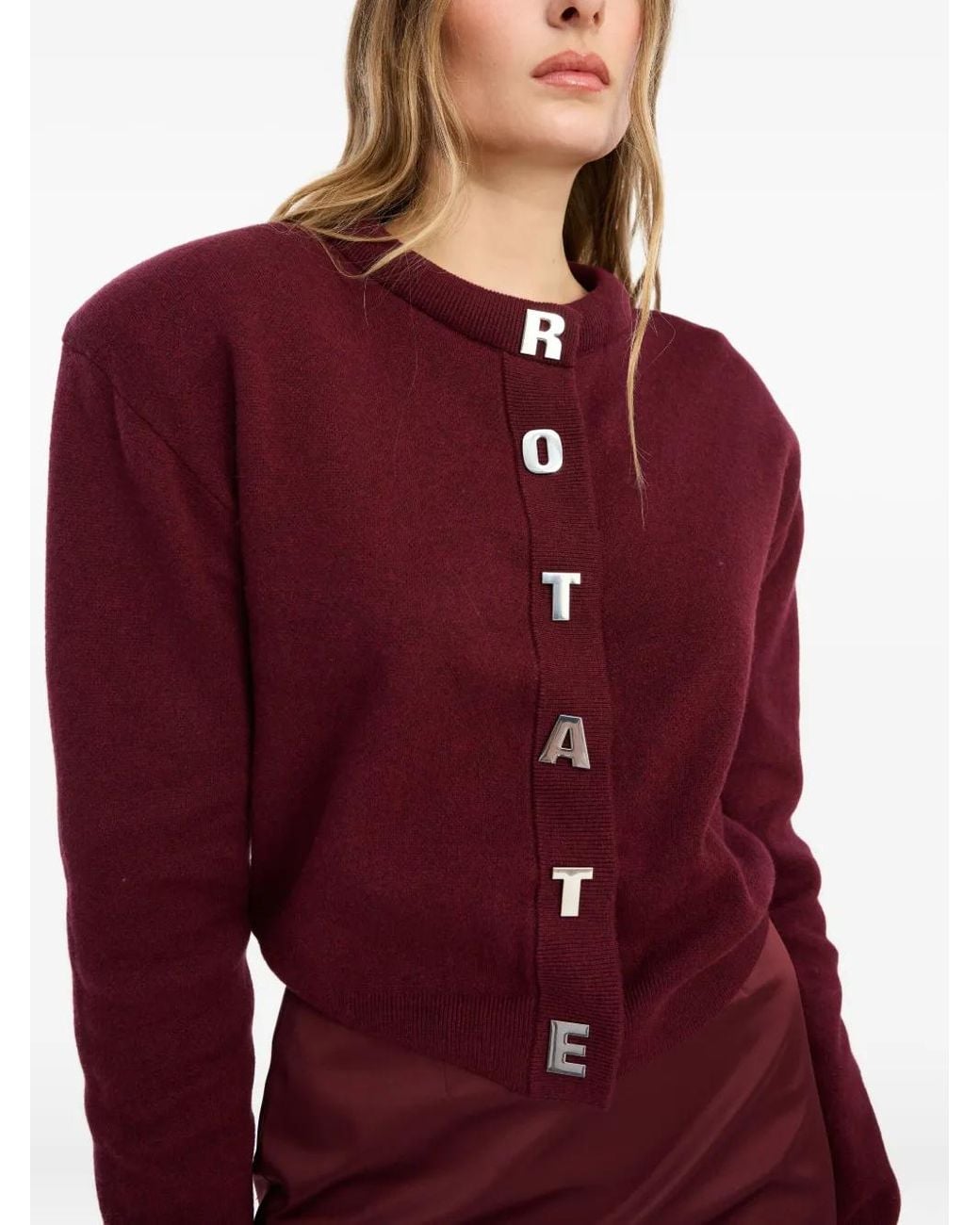 ROTATE BIRGER CHRISTENSEN Red Cardigan mit Logo-Detail