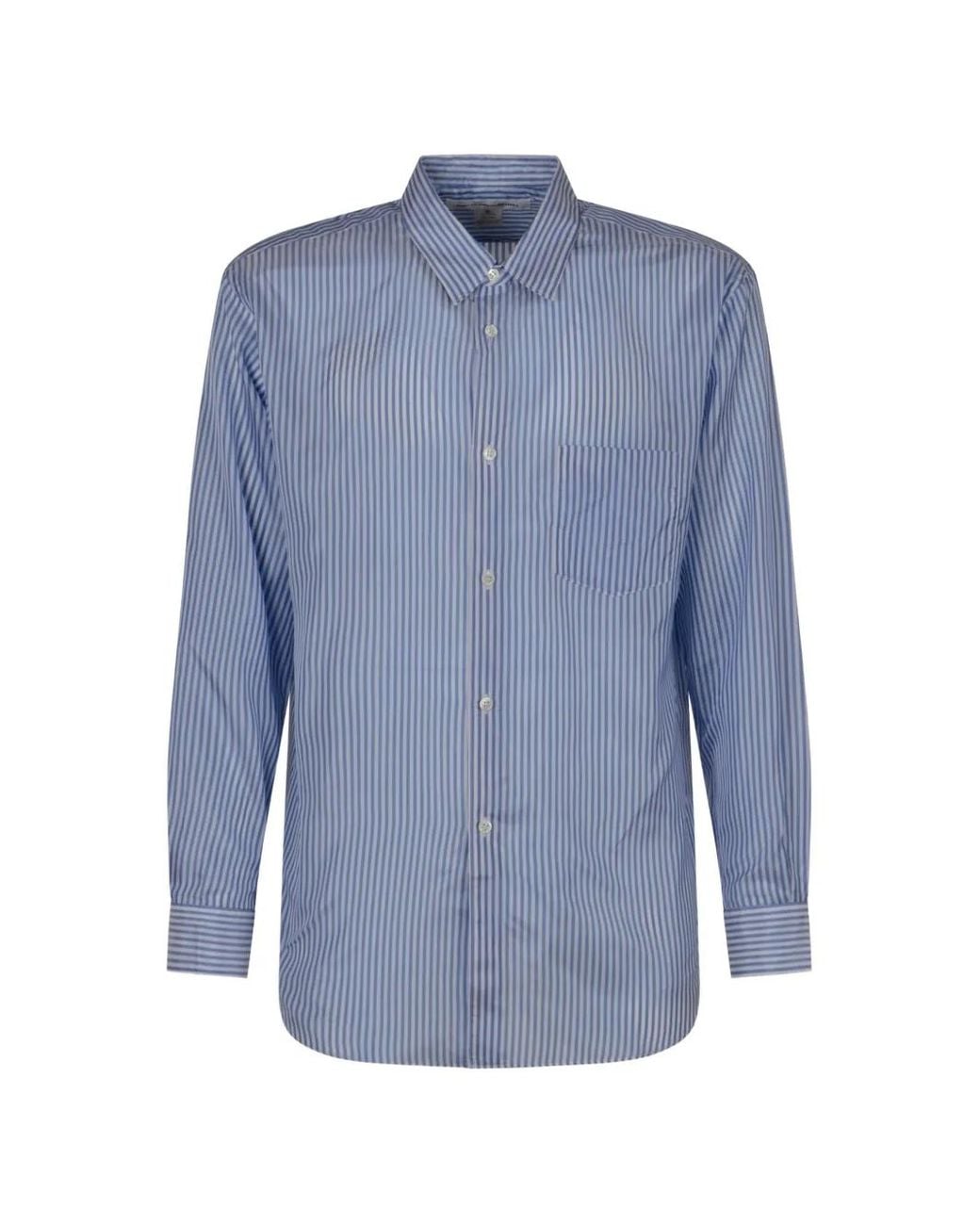 Comme des Garçons Blue Chemise À Poche Poitrine Et Rayures Verticales for men