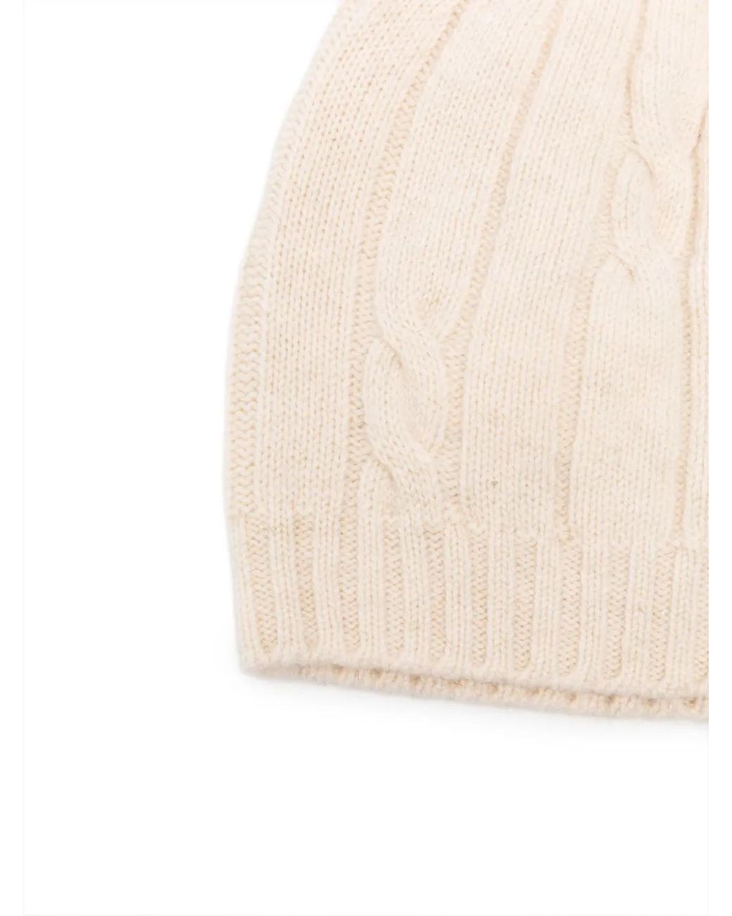 Peserico Natural Cable-Knit Beanie Hat