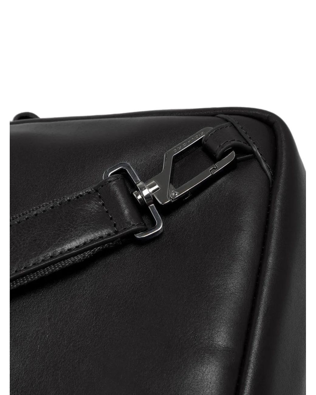 Piquadro Black Logo-Plaque Rfid-Shielded Ipad Mini Messenger Bag for men