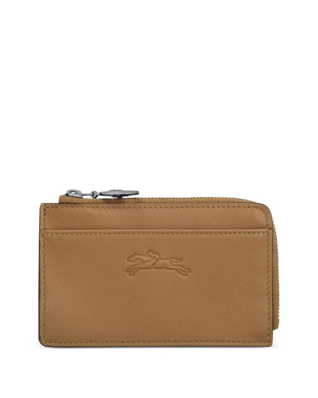 Longchamp Brown Le Pliage Zippered Leather Cardholder