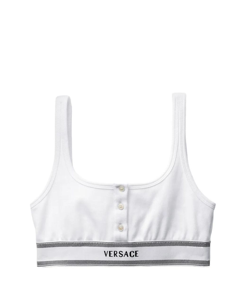 Versace White Ribbed Cotton-Jersey Bralette