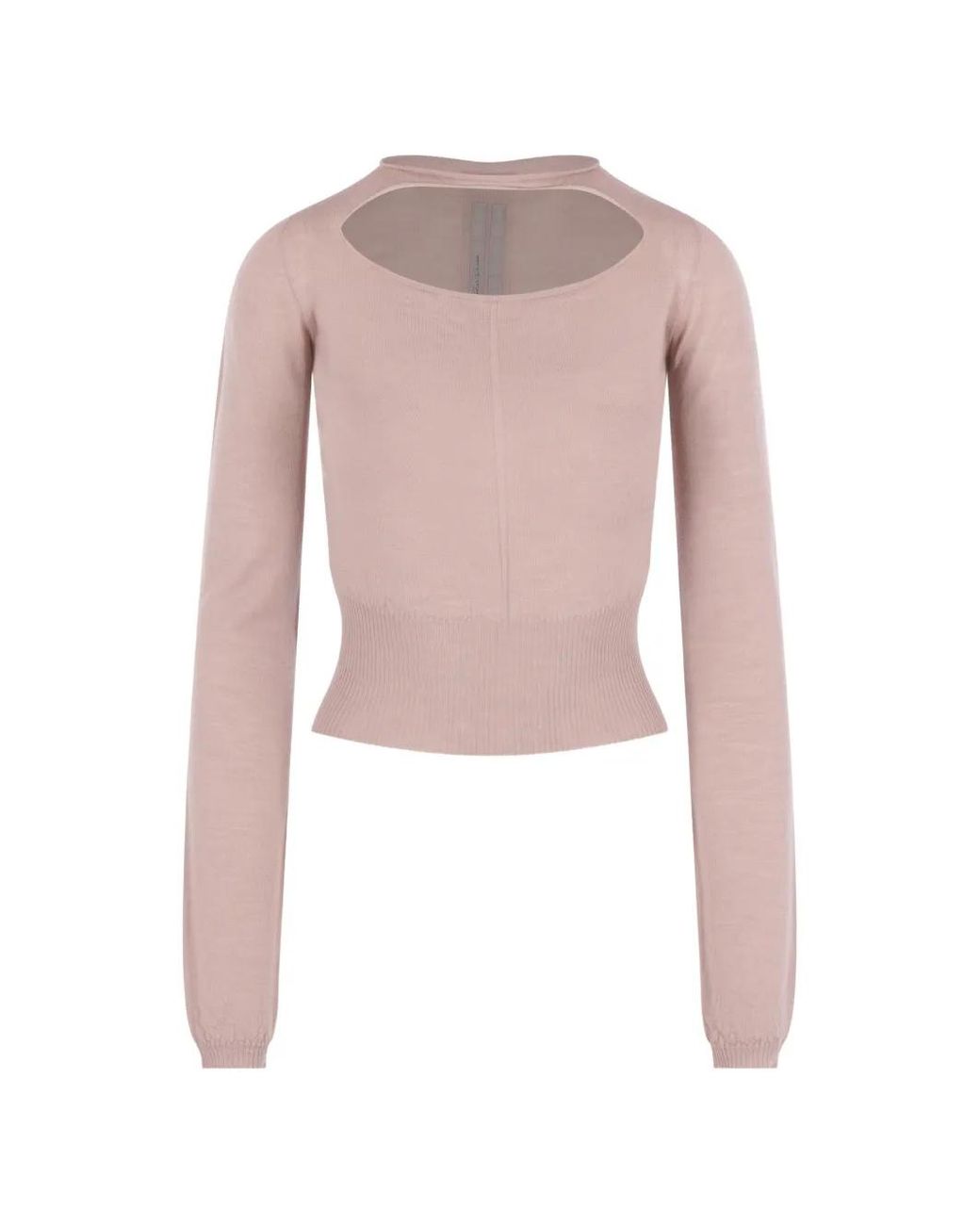 Rick Owens Pink Cut-Out Ribbed-Hem Sweater