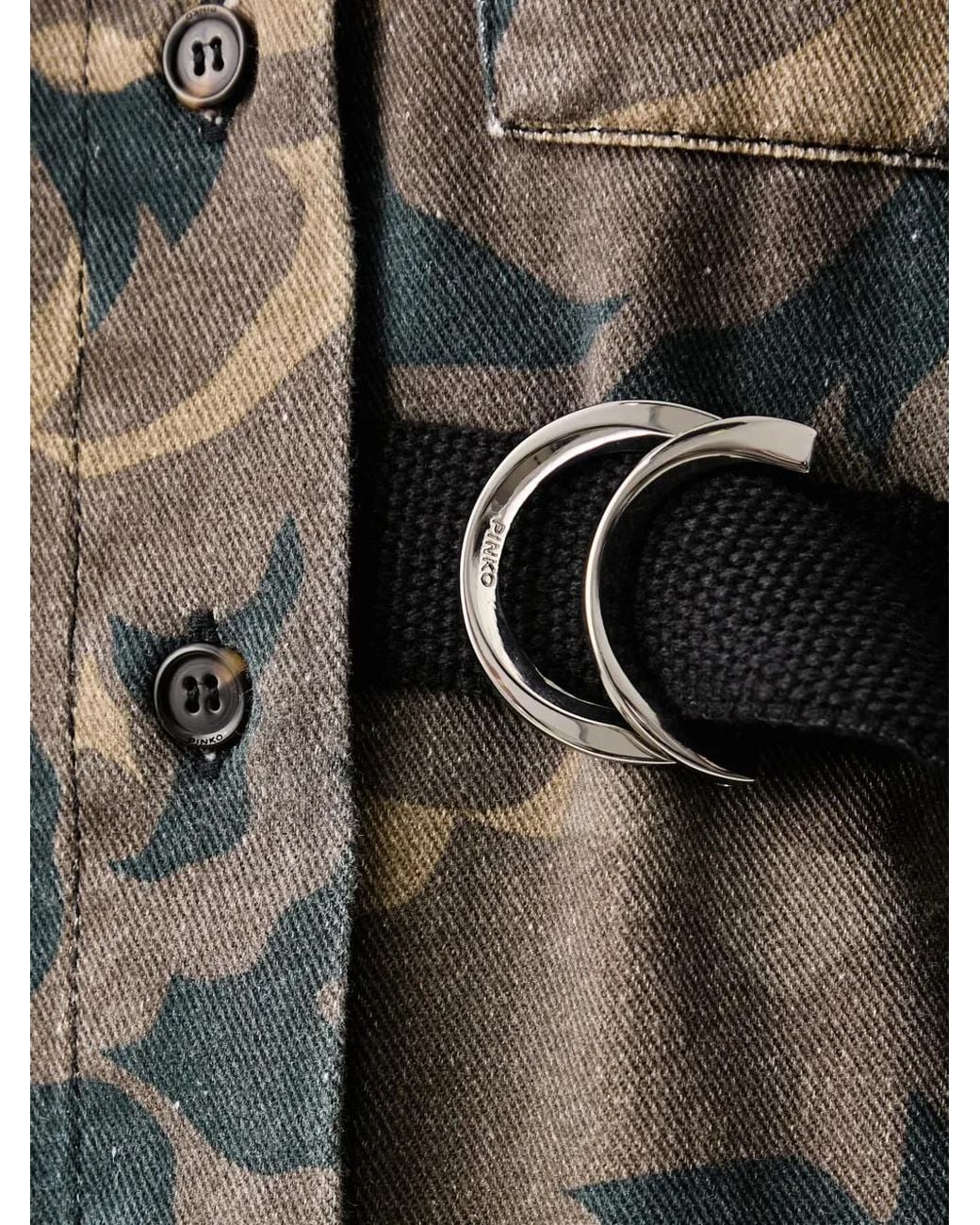 Pinko Black Camouflage-Print Belted Shirt