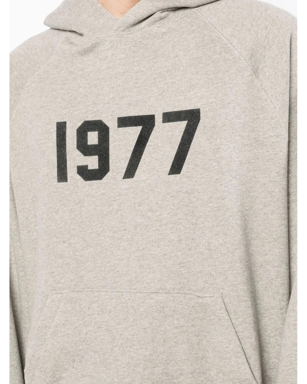 Fear Of God Gray Logo-Print Cotton Hoodie for men