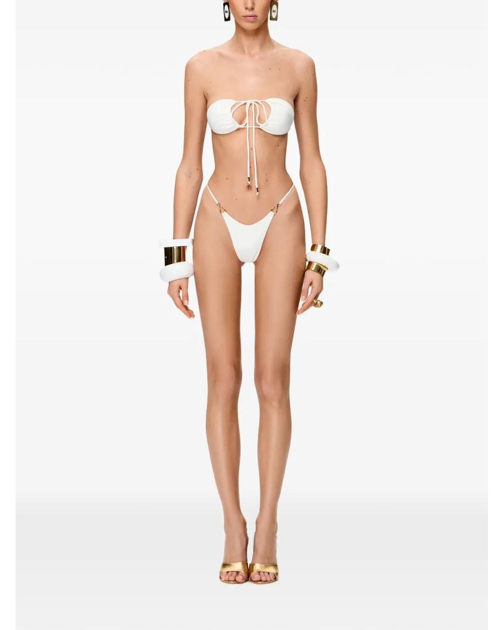 Korobeynikov White Hook-Embellished Bikini