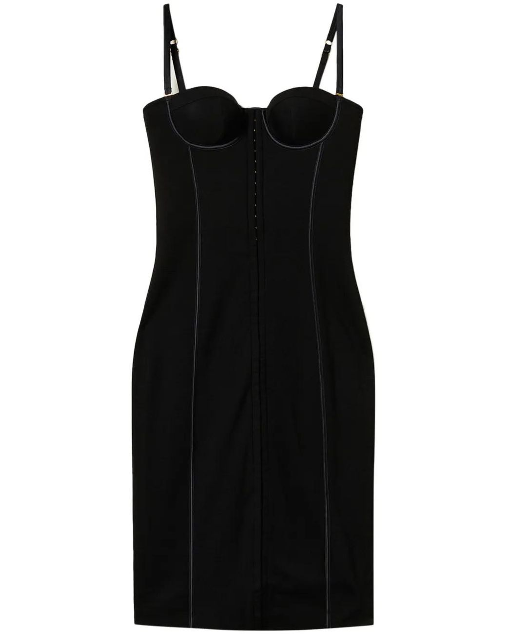 Twinset Black Hooked Bustier Midi Dress