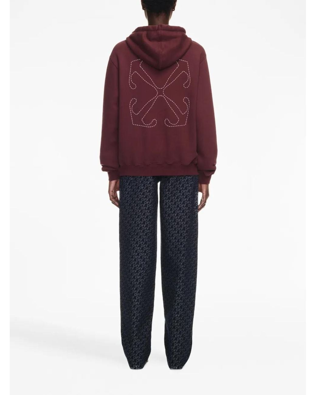 Off-White c/o Virgil Abloh Purple Arrows-Embroidered Cotton Hoodie