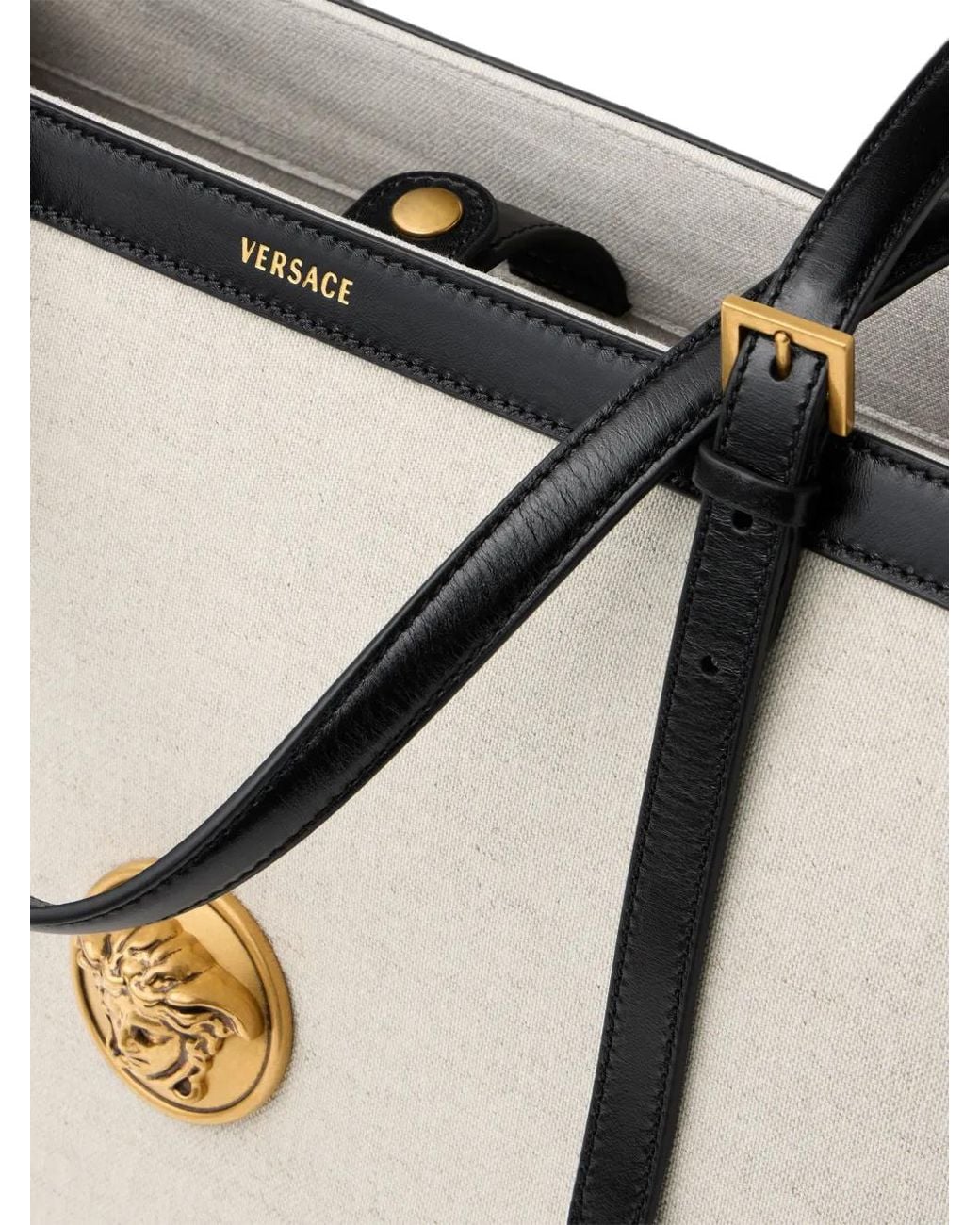Versace Black Rivière Large Canvas Tote
