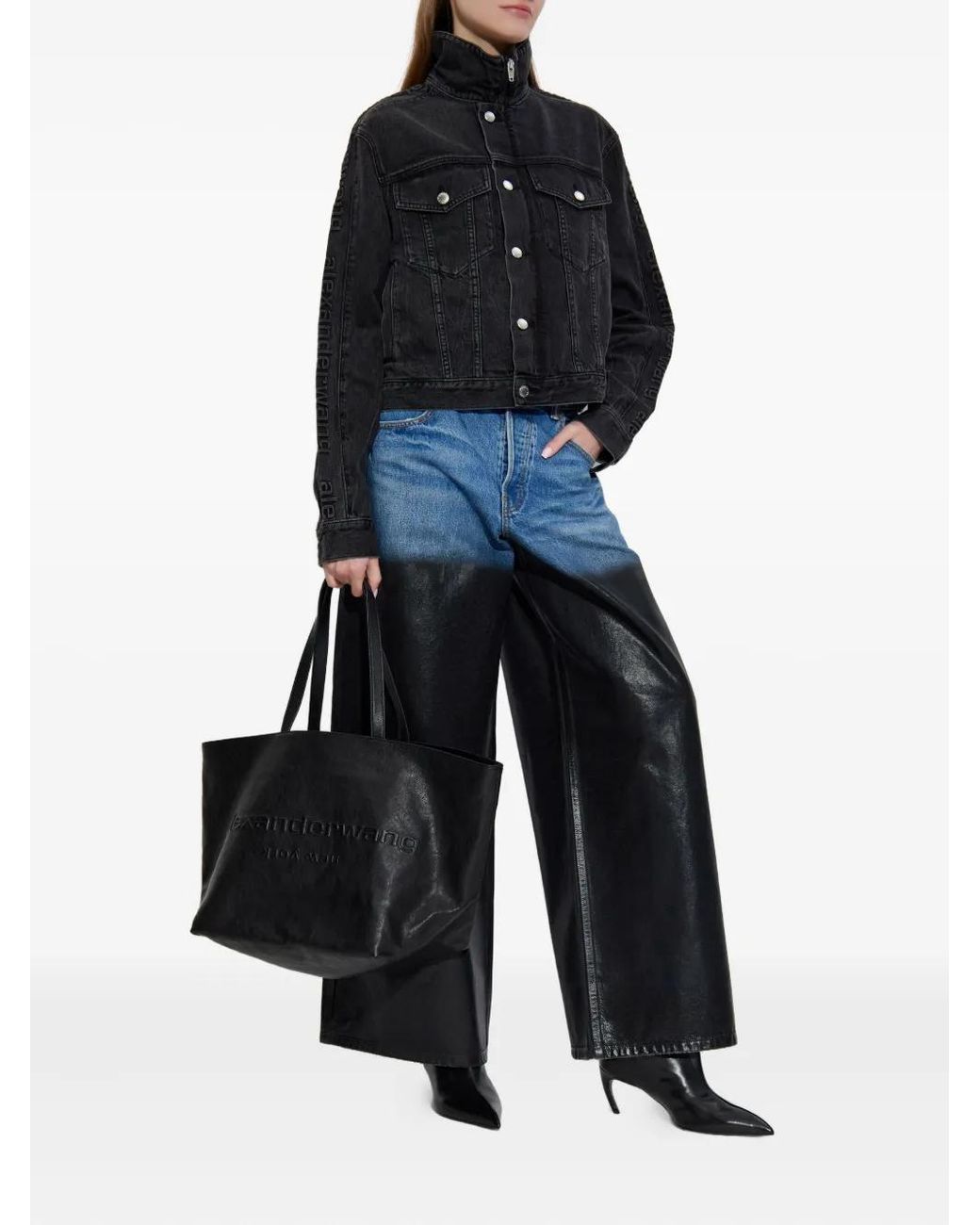 Alexander Wang Black Zip-Up Denim Jacket