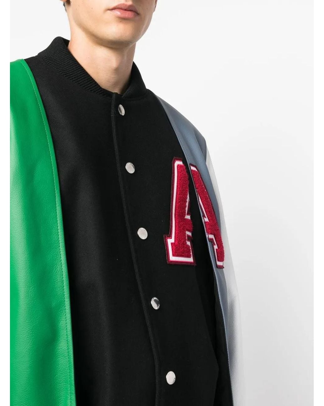 Ambush Green Layered Varsity Jacket for men