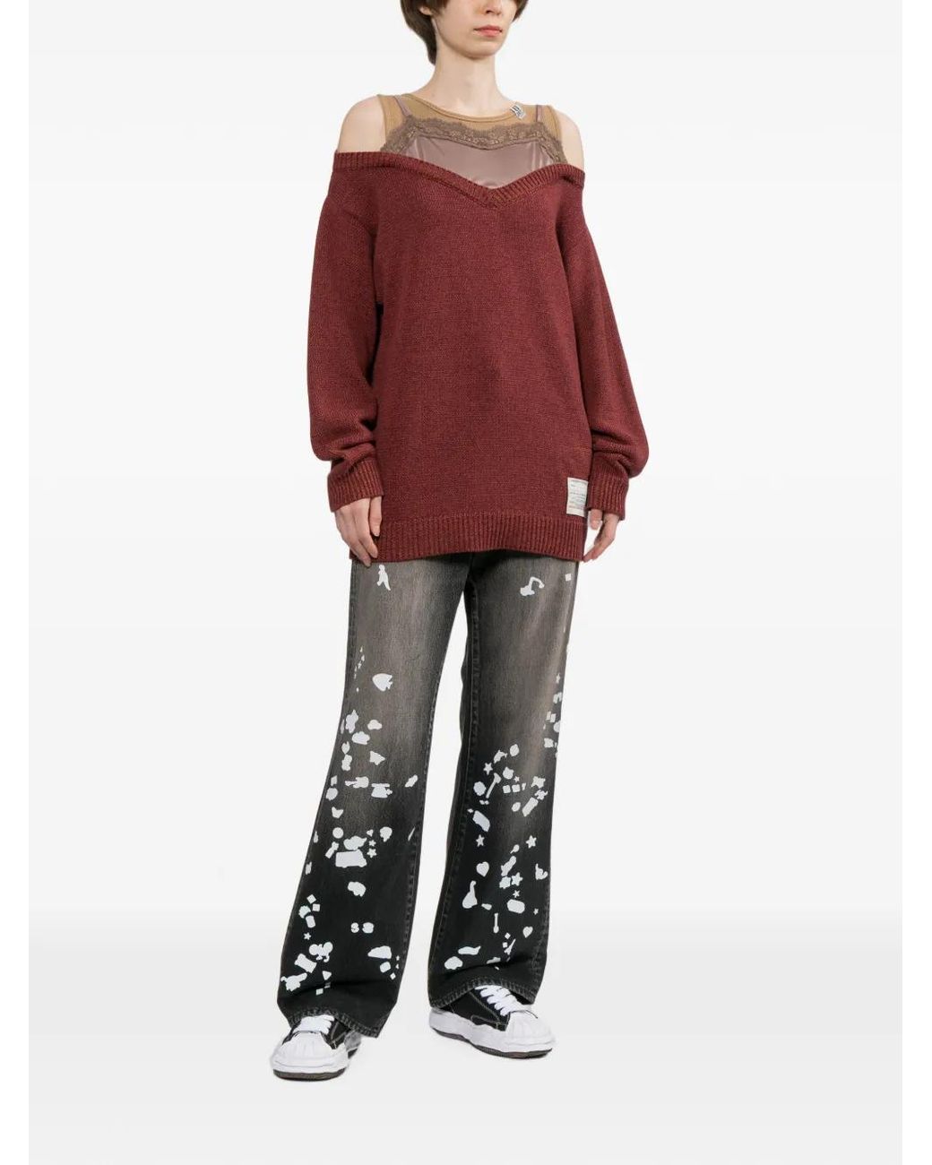 Maison Mihara Yasuhiro Red Pull À Design Superposé