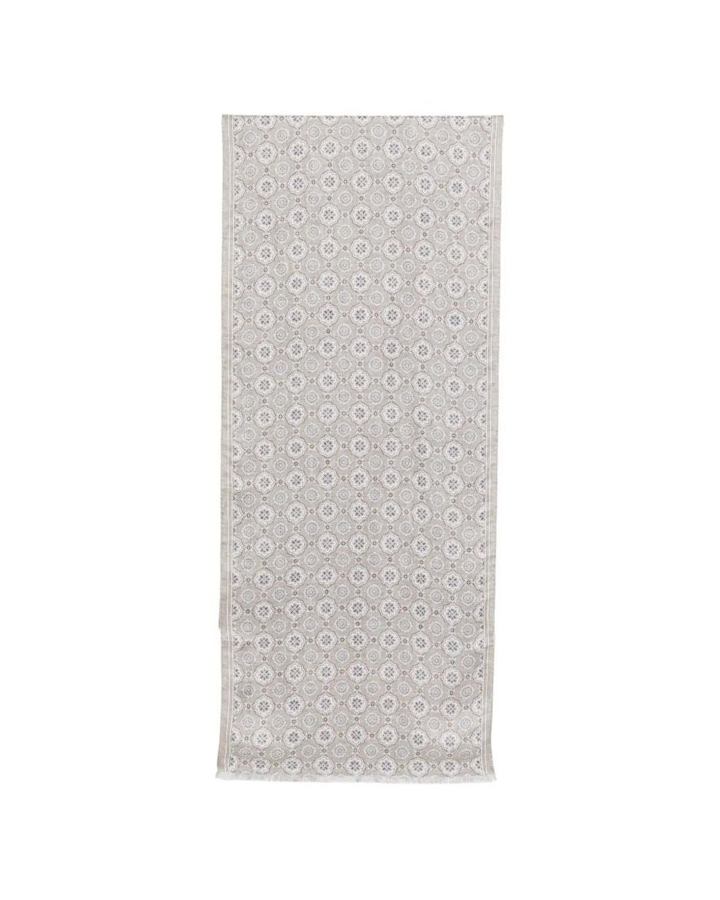 Dell'Oglio White Creta Patterned Scarf for men