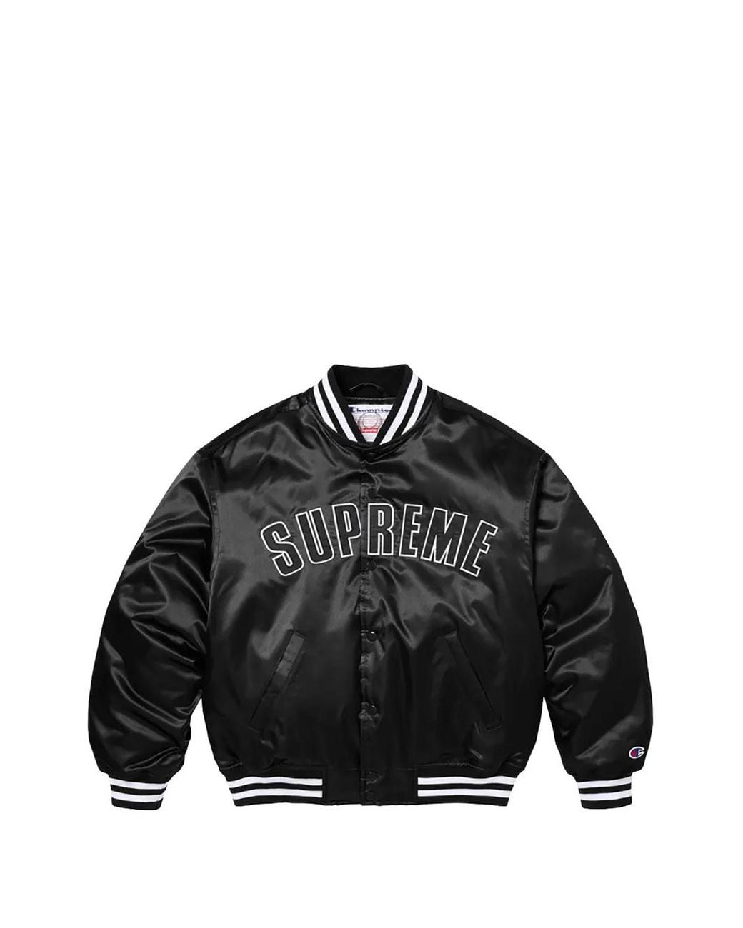 Supreme X Champion Satin Varsity Jacket in Black for Men | Lyst