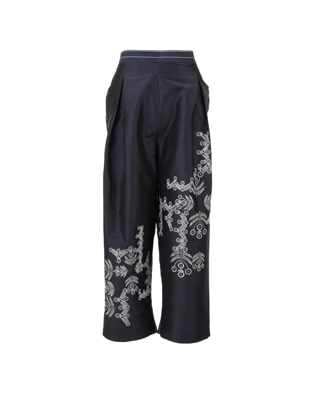Biyan Blue Striped-Pattern Trousers