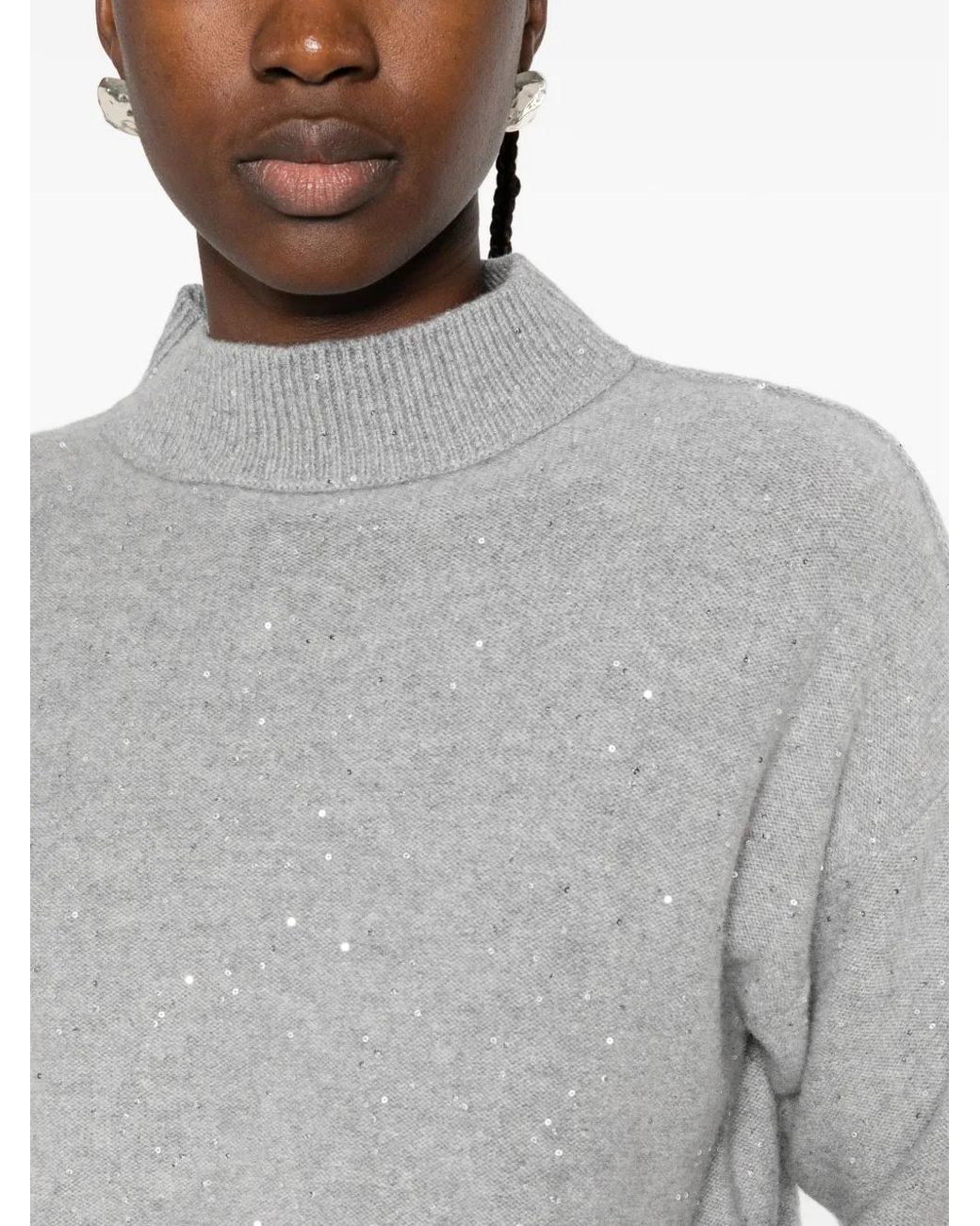 Pull Orné De Sequins À Col V Antonelli en coloris Gray