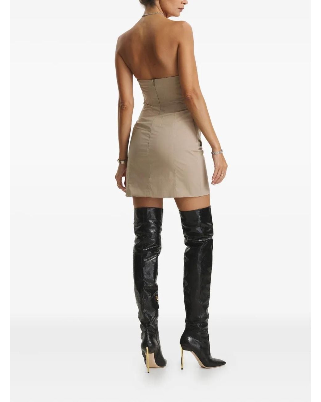 CuAnna Natural Palermo Draped Strapless Mini Dress