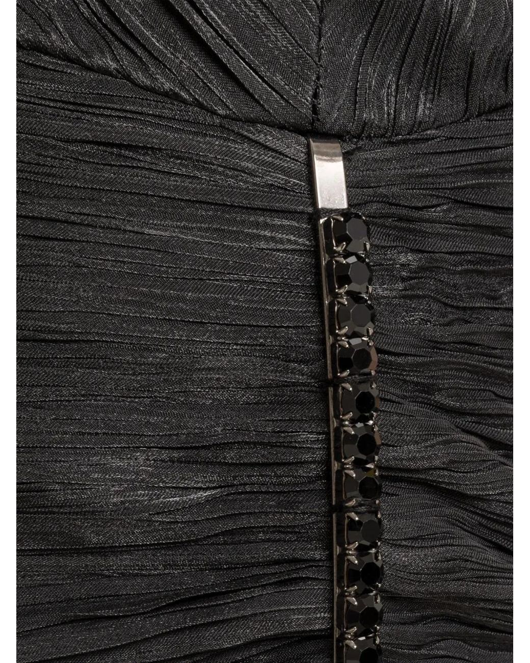 Nissa Black One-Shoulder Voile Maxi Dress