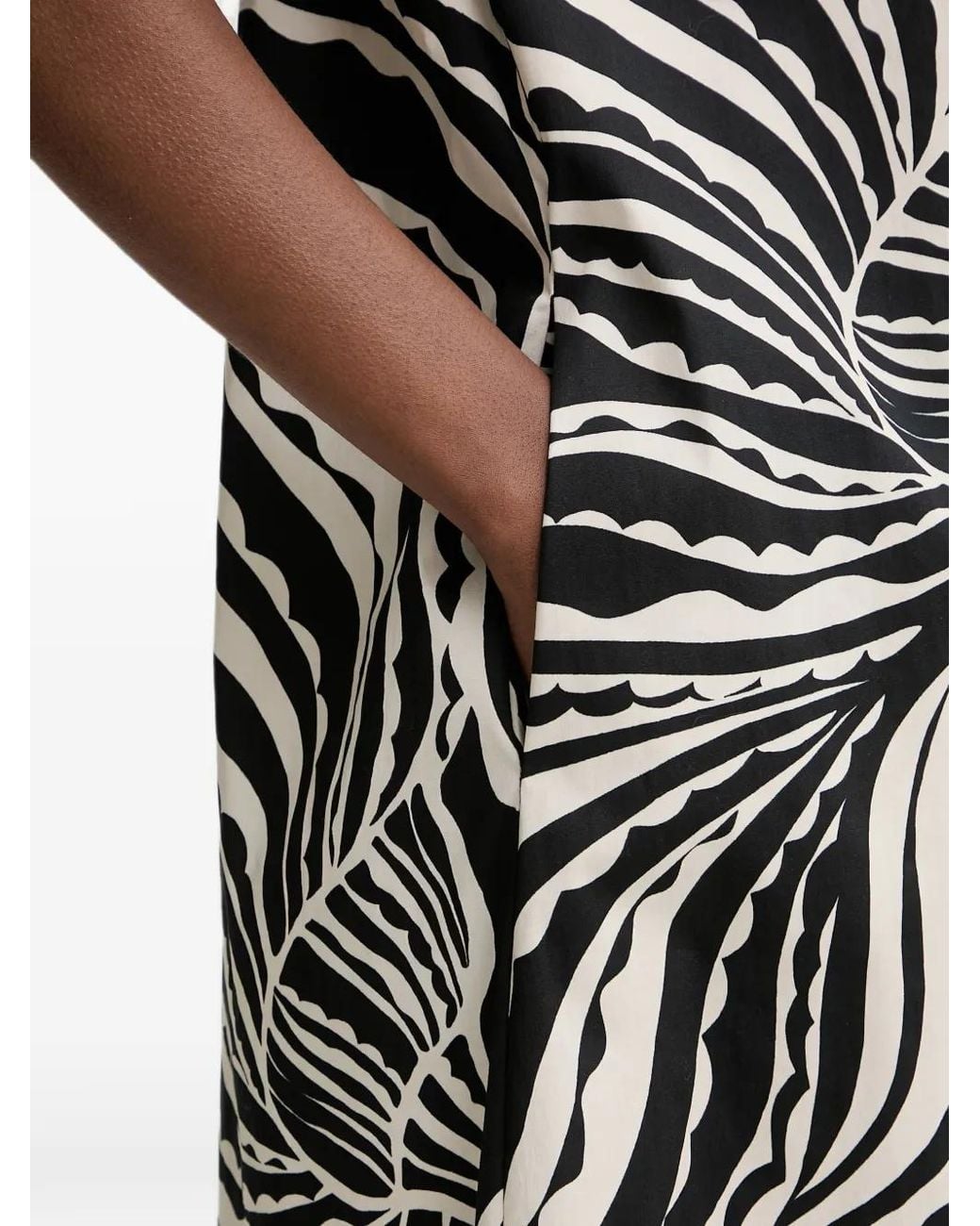 Joseph Ribkoff White Abstract-Print Cap-Sleeved Midi Dress