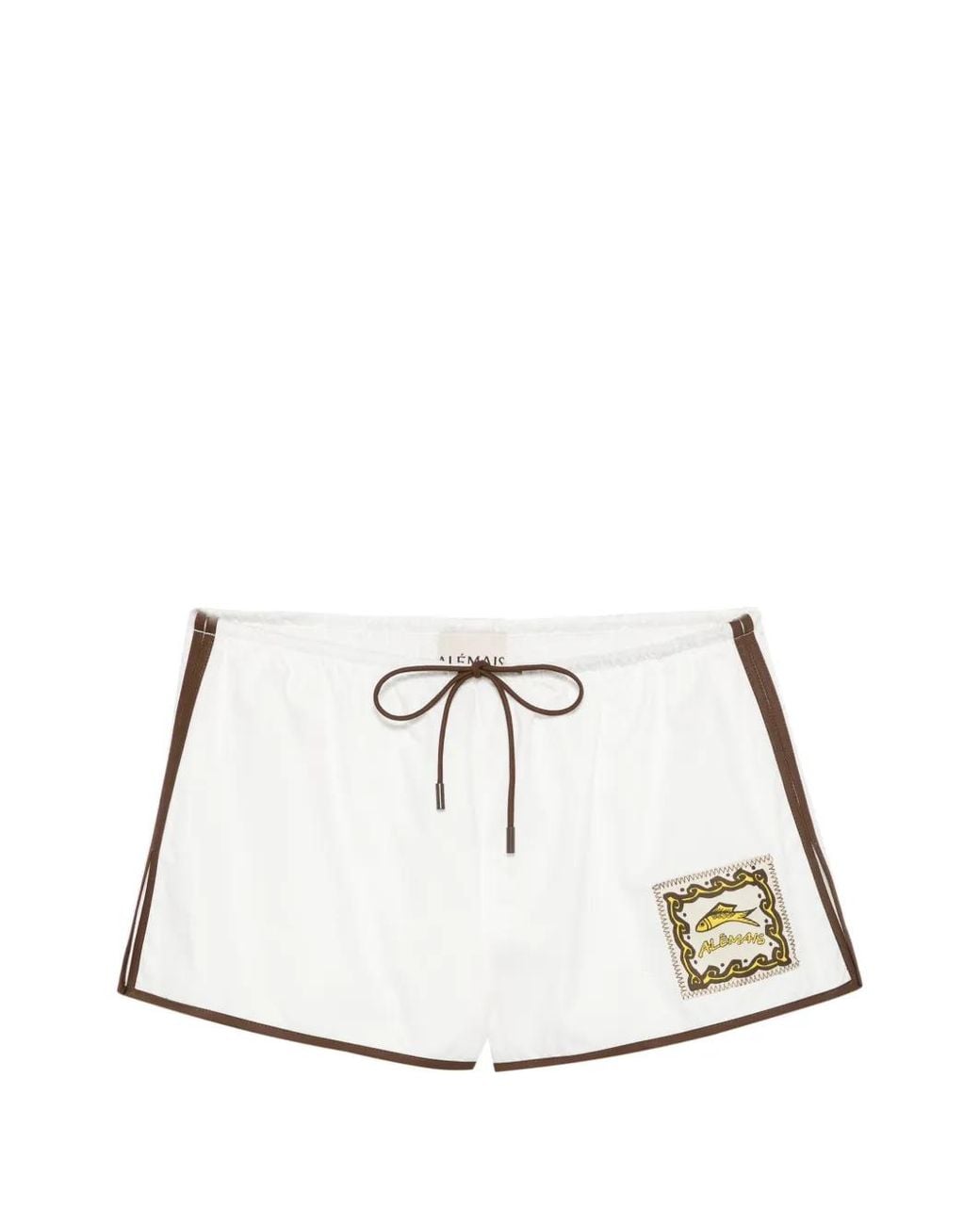 ALÉMAIS White Logo-Patch Drawstring Shorts