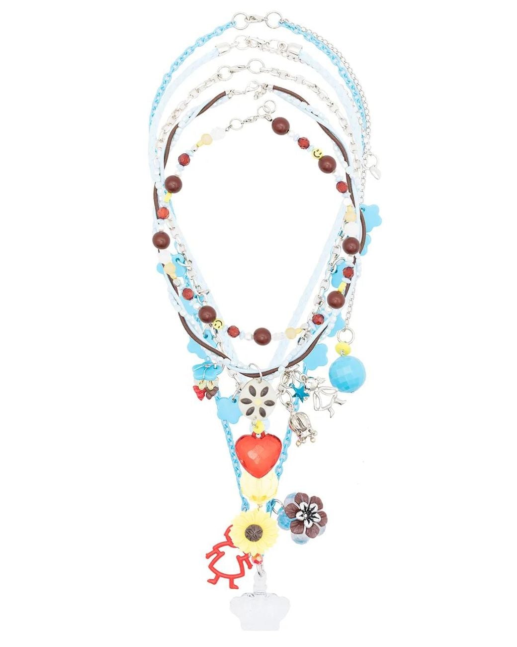 Amir Slama White Five-Strand Charm Necklace