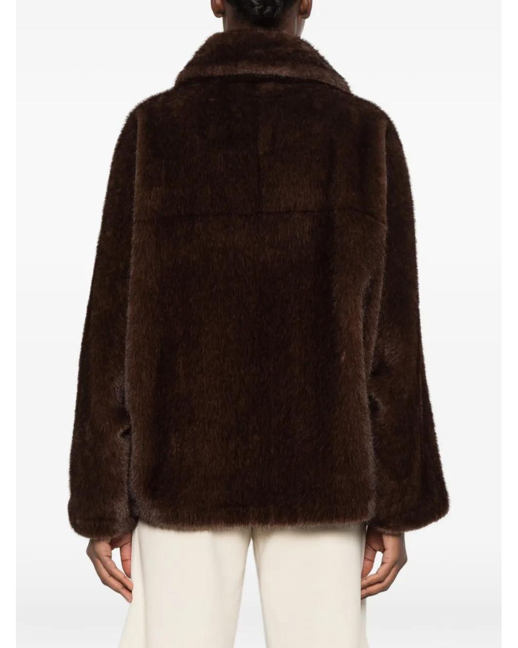 S.W.O.R.D Brown Double-Breasted Faux-Fur Coat