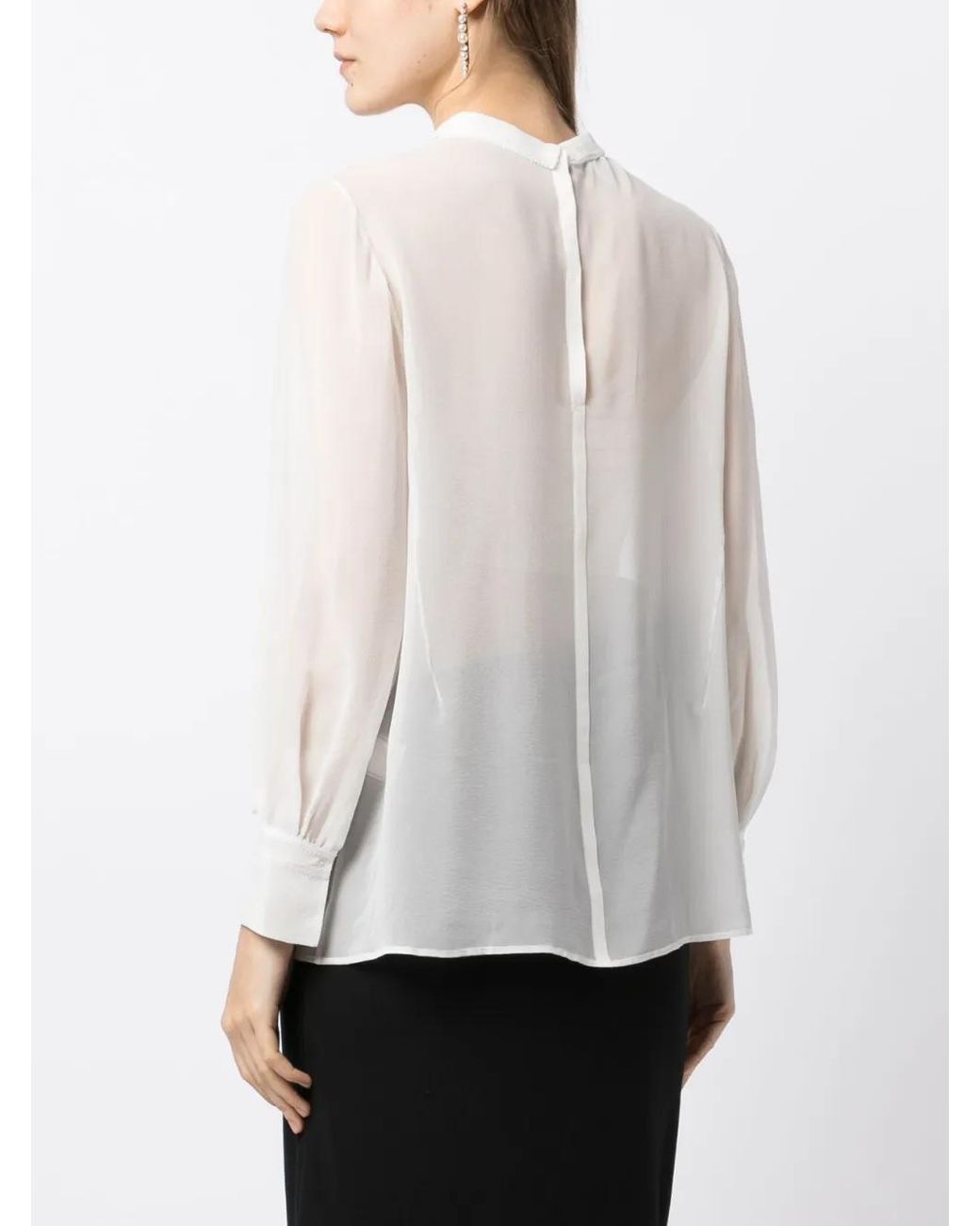 Shiatzy Chen White Mulberry Silk Lace-Appliqué Shirt