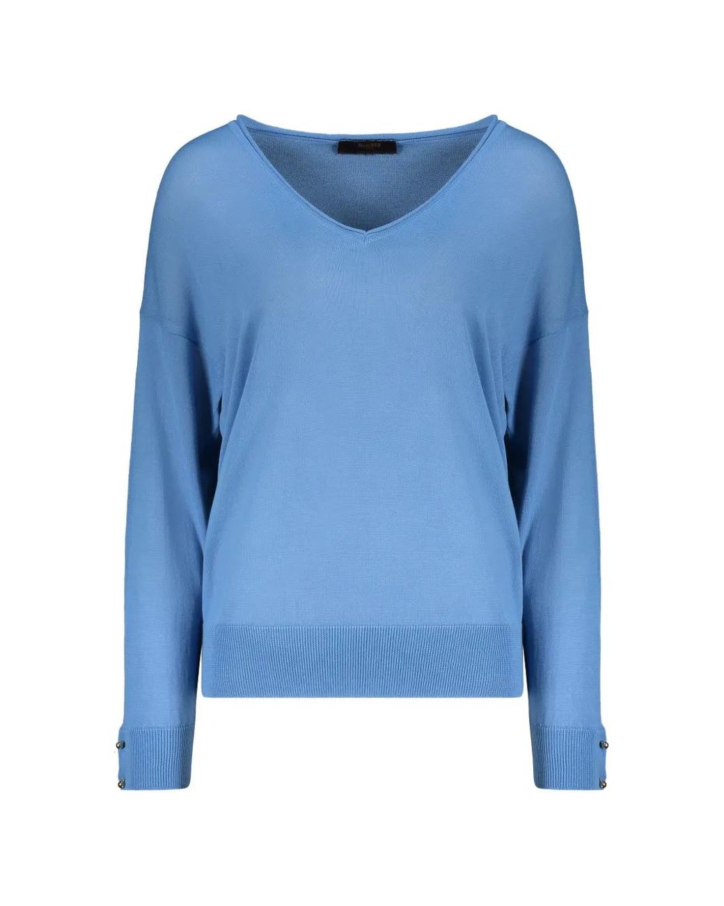 Moorer Blue V-Neck Long-Sleeve Sweater