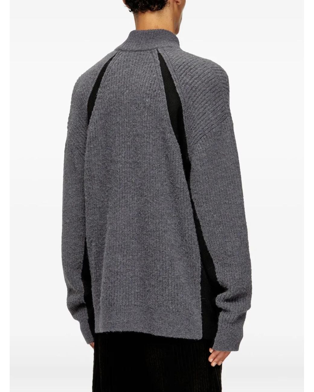 DIESEL Gray Alpaca-Blend Jumper With Contrast Inserts for men