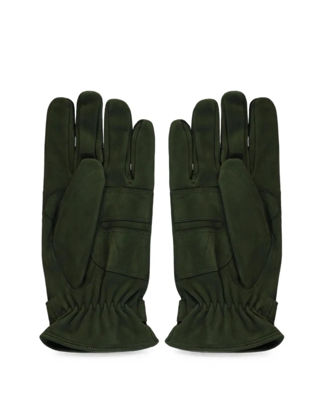 Moorer Green Button-Strap Pintuck-Detail Gloves for men