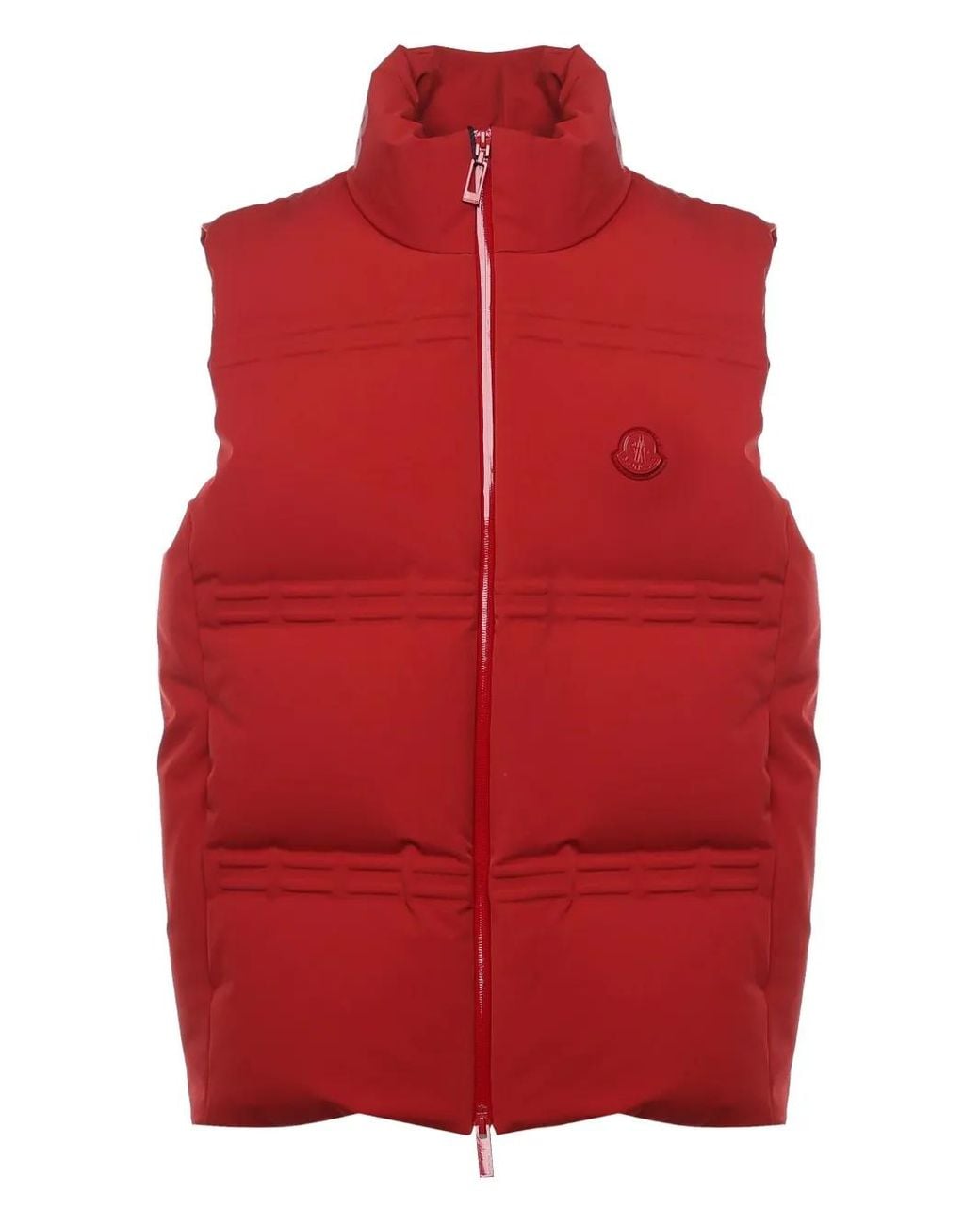 Moncler Red Gefütterte Jacke Mit Logo-Patch
