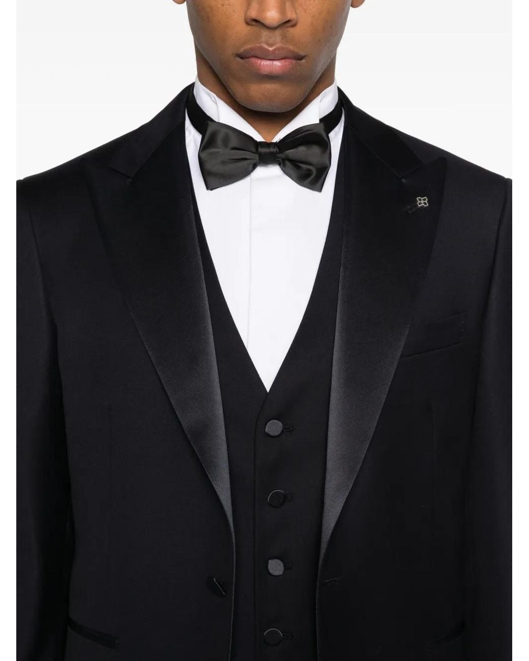Tagliatore Black Shawl Collar Single-Breasted Suit (Set Of Three) for men