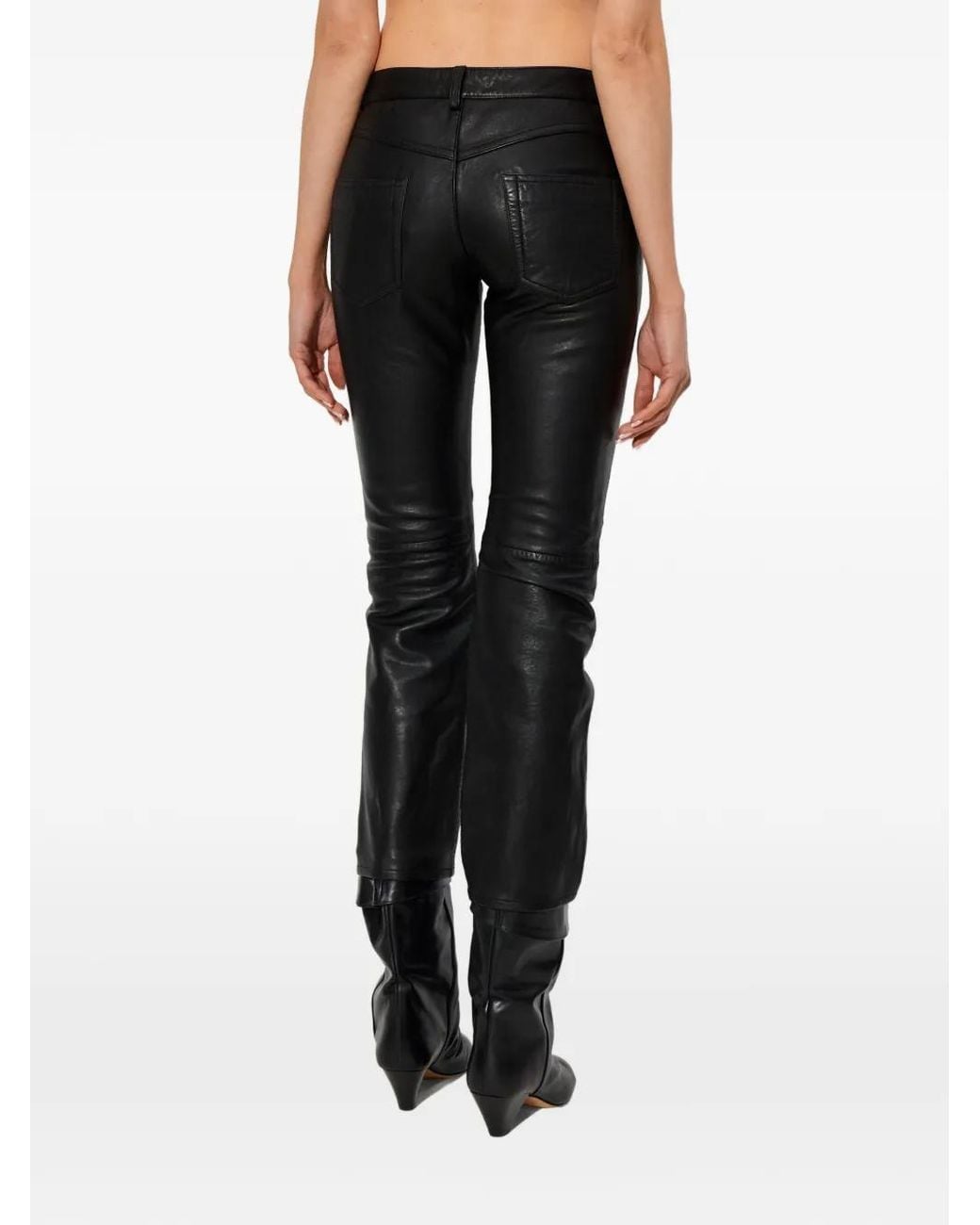 Isabel Marant Black Vanel Shiny Lambskin Leather Pants