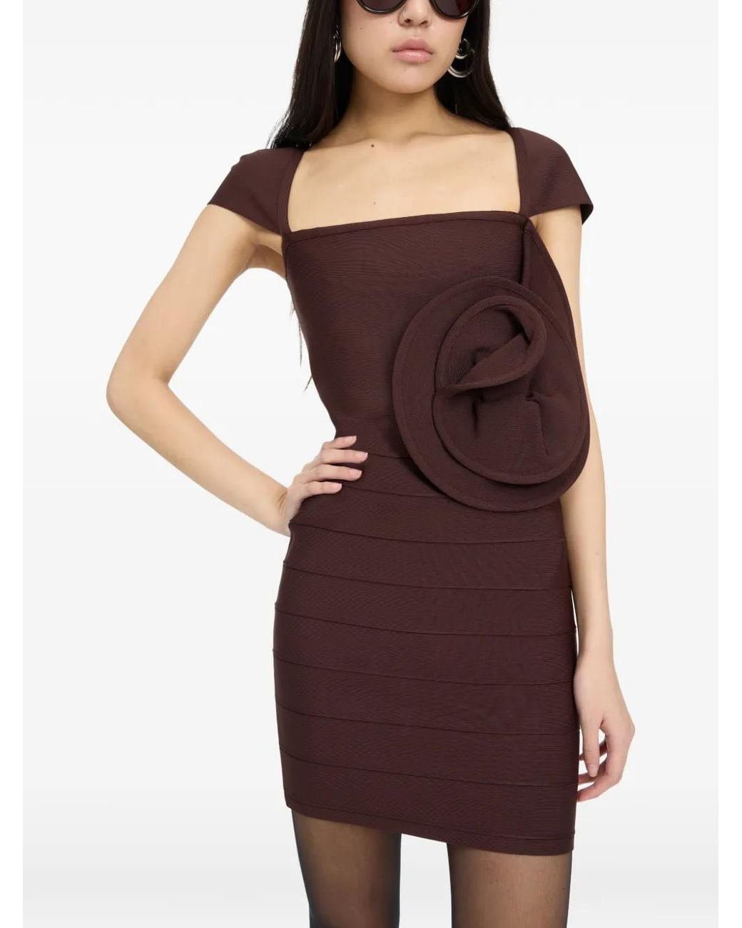 ROTATE BIRGER CHRISTENSEN Purple Rose Cap-Sleeve Mini Dress Dark