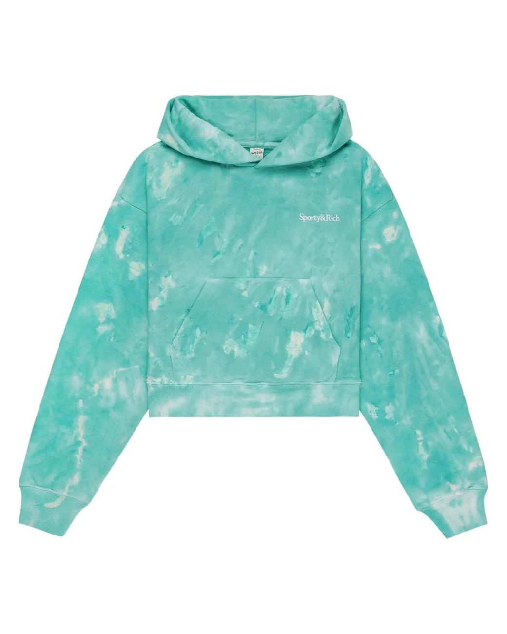Sporty & Rich Green Serif Logo-Embroidery Hoodie
