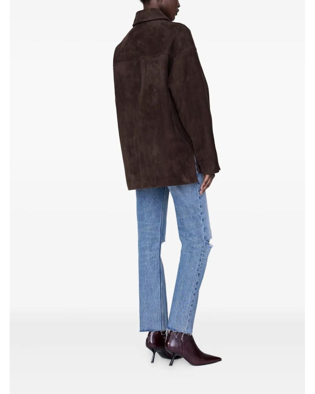 Anine Bing Brown Button Suede Jacket