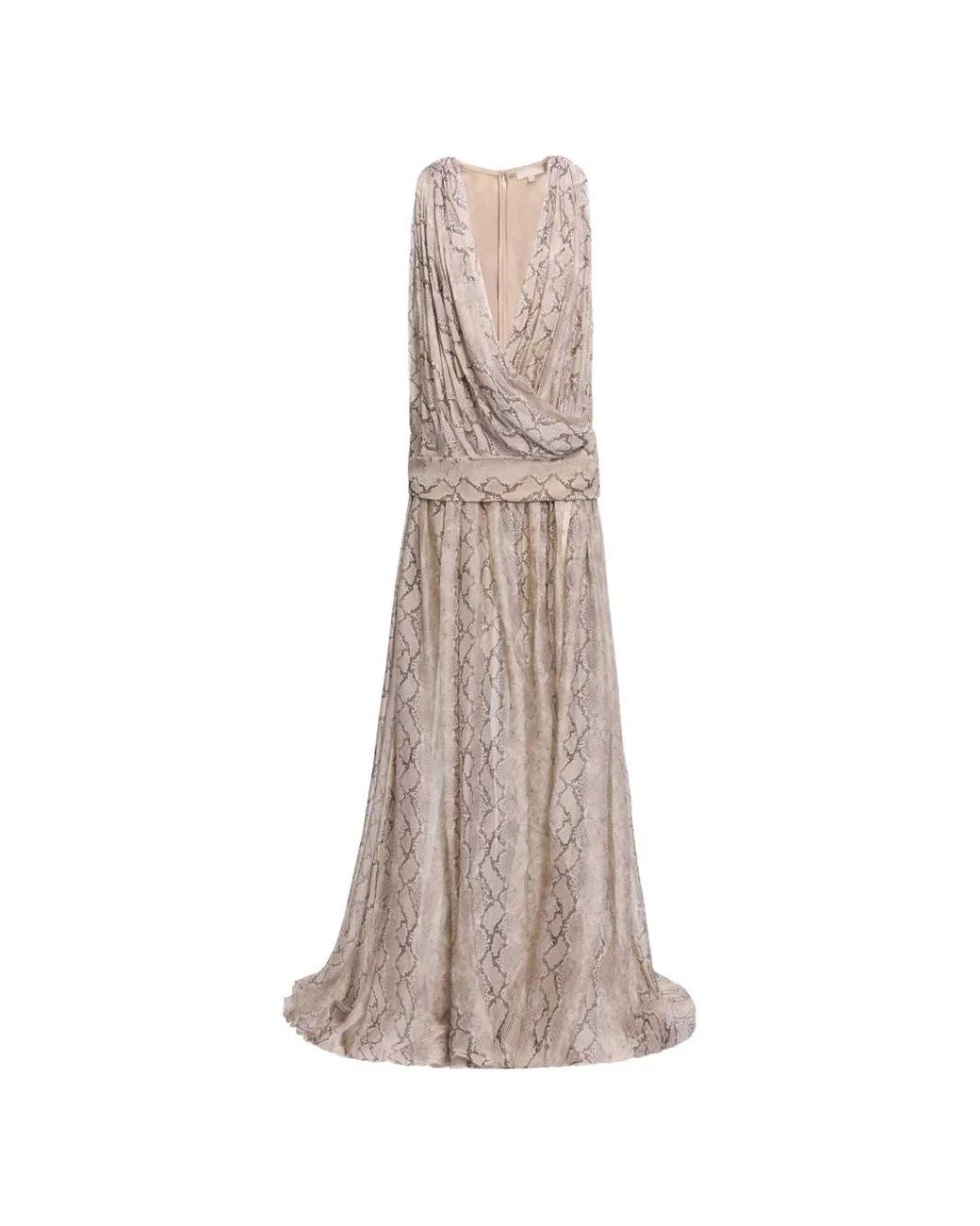 Elie Saab Natural Seiden-Maxikleid Mit Python-Print