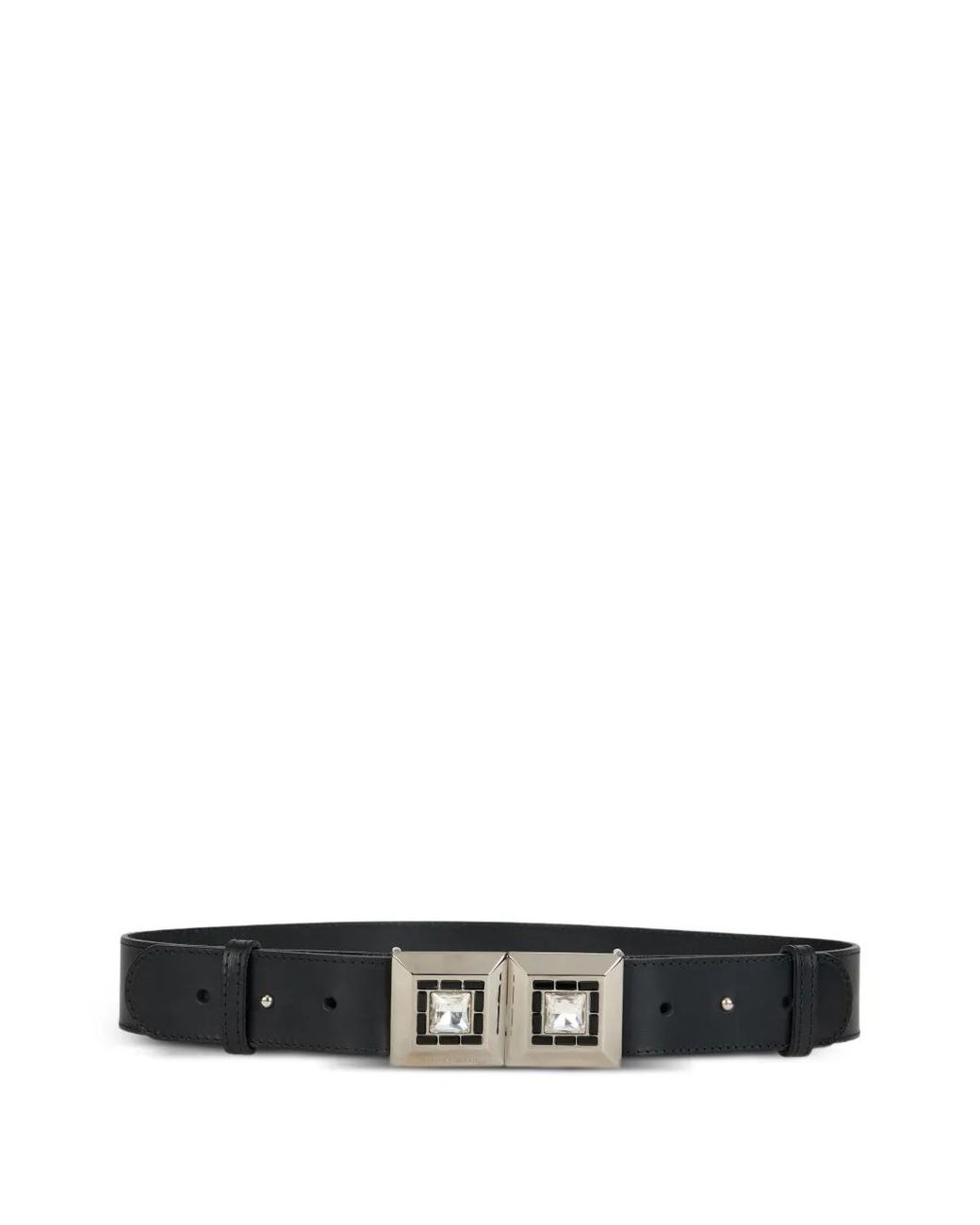 Alberta Ferretti White Crystal-Embellished Leather Belt