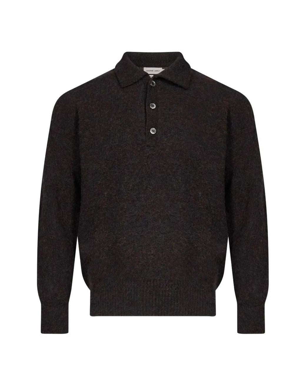 Another Aspect Gebreid Poloshirt in het Black voor heren