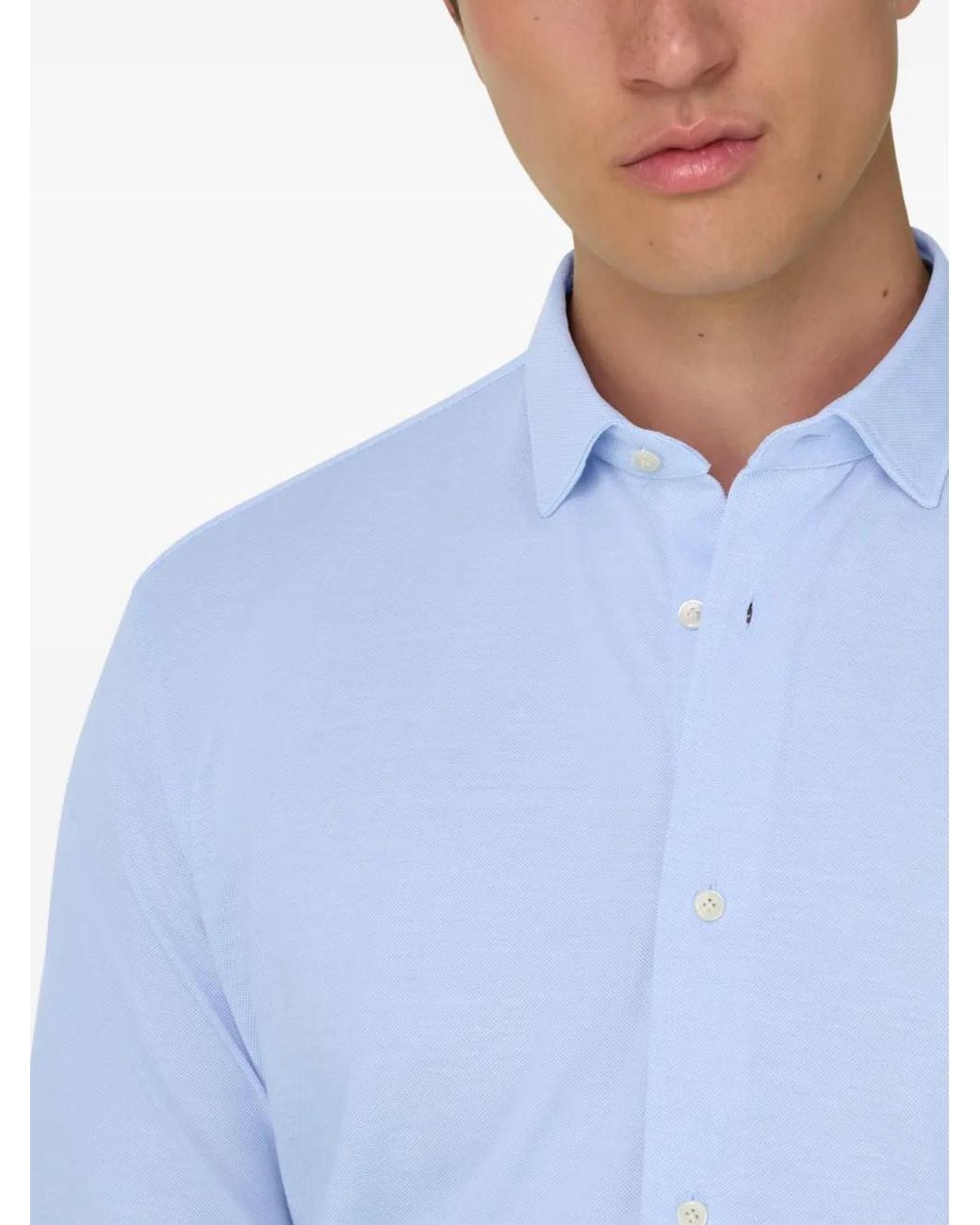 Camisa Con Botones Boggi de hombre de color Blue