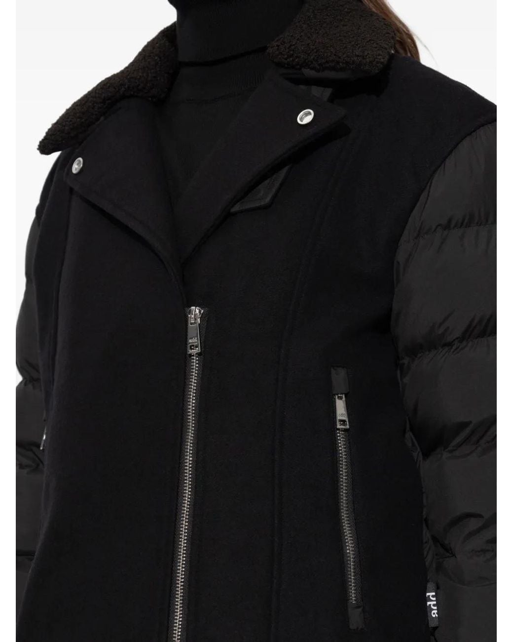 Add Black Quilted Panel Biker Jacket