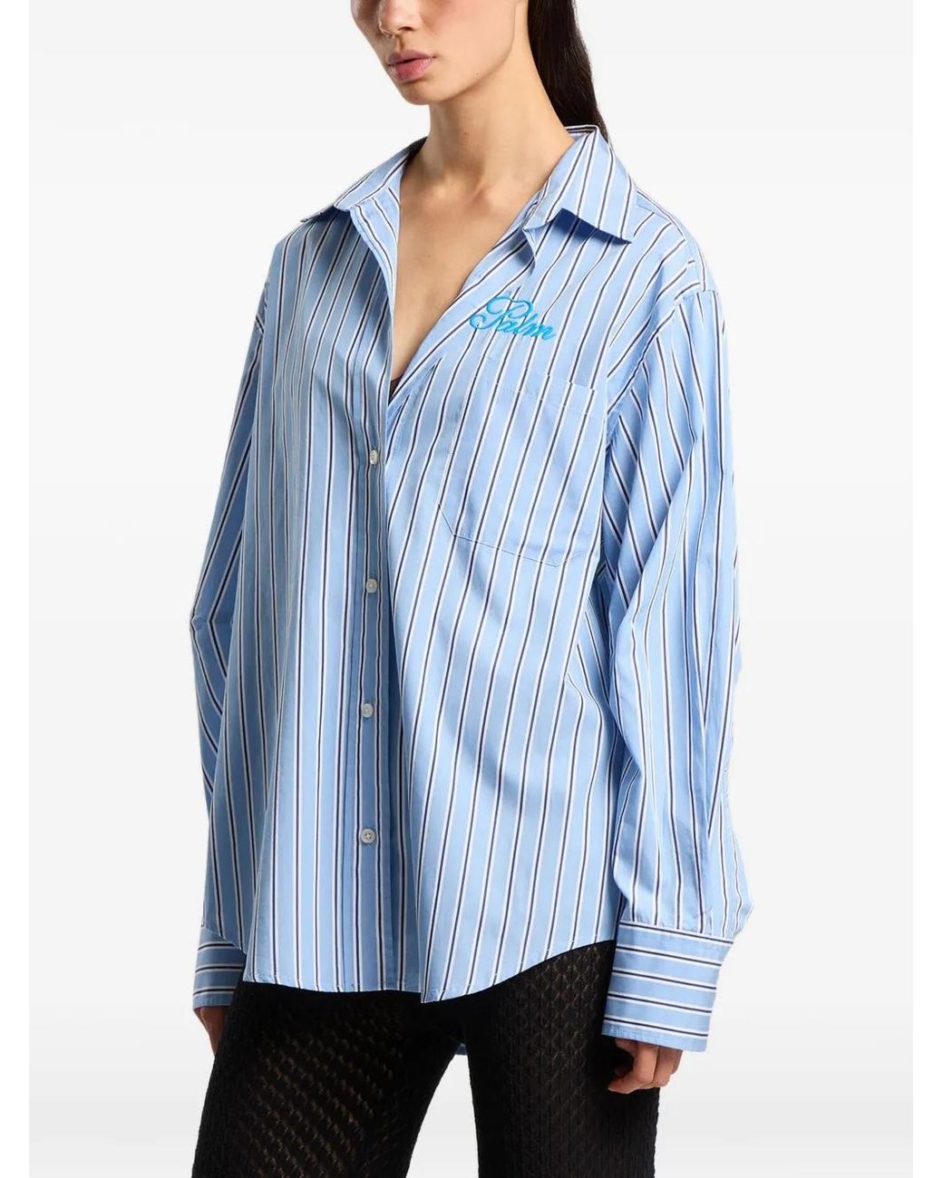 Palm Angels Blue Palm Sway Oversized Shirt