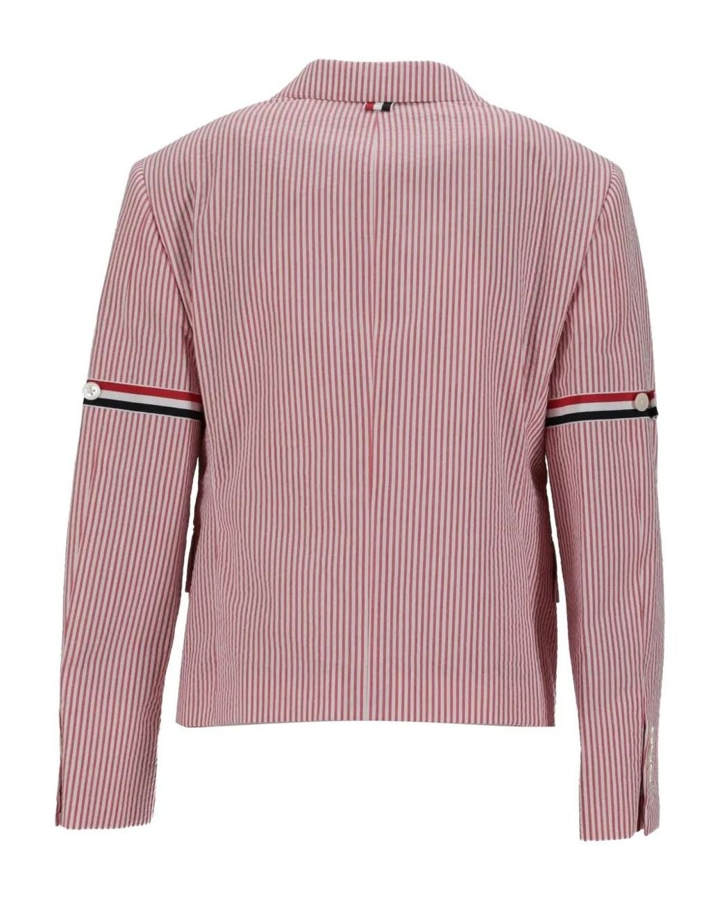Thom Browne Pink Striped-Pattern Blazer