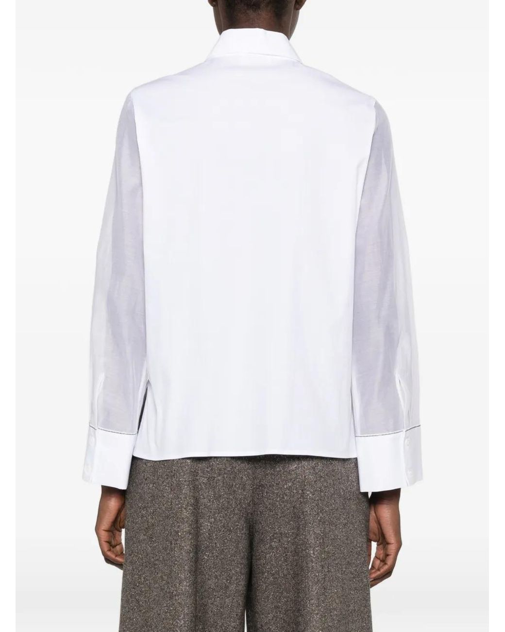 Peserico White Sheer-Sleeves Shirt