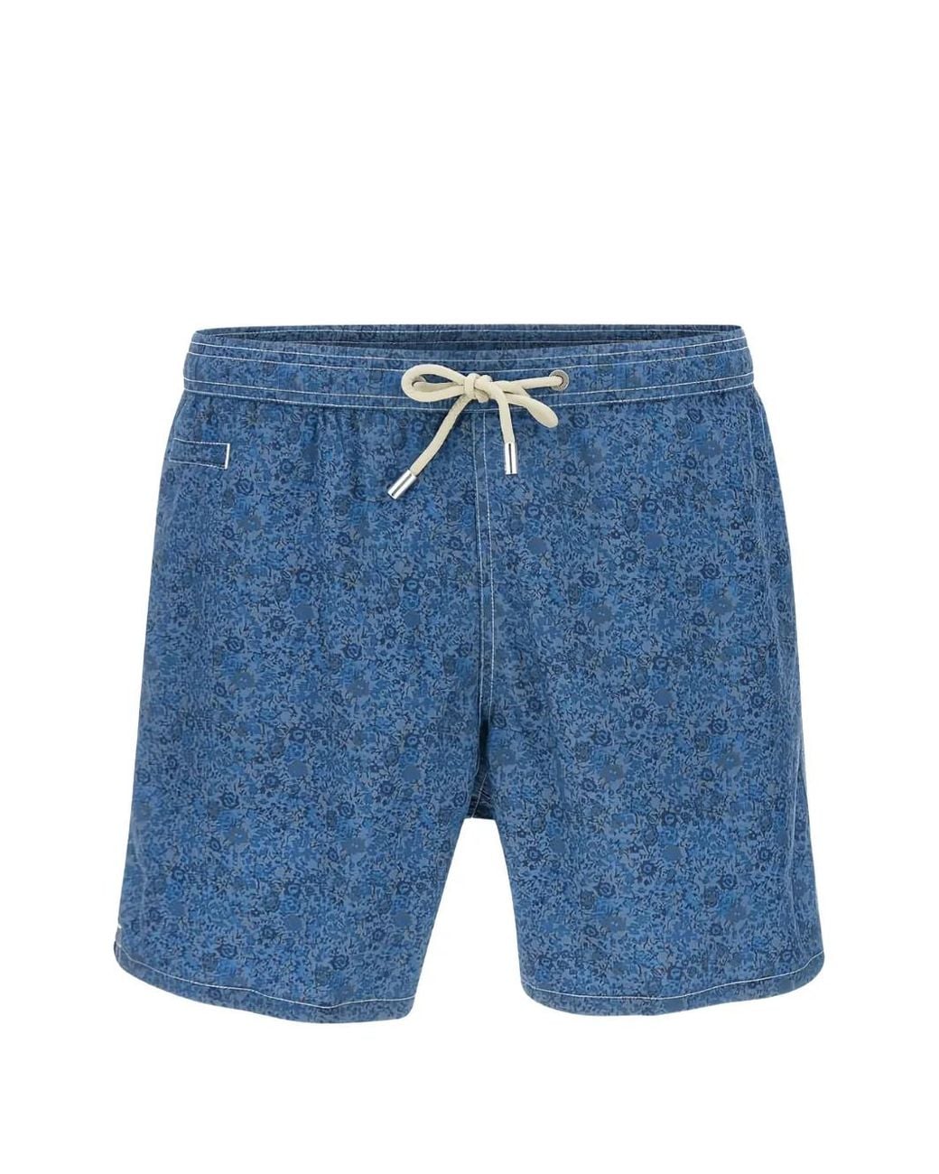 Mc2 Saint Barth Blue Floral-Print Drawstring Swim Shorts for men