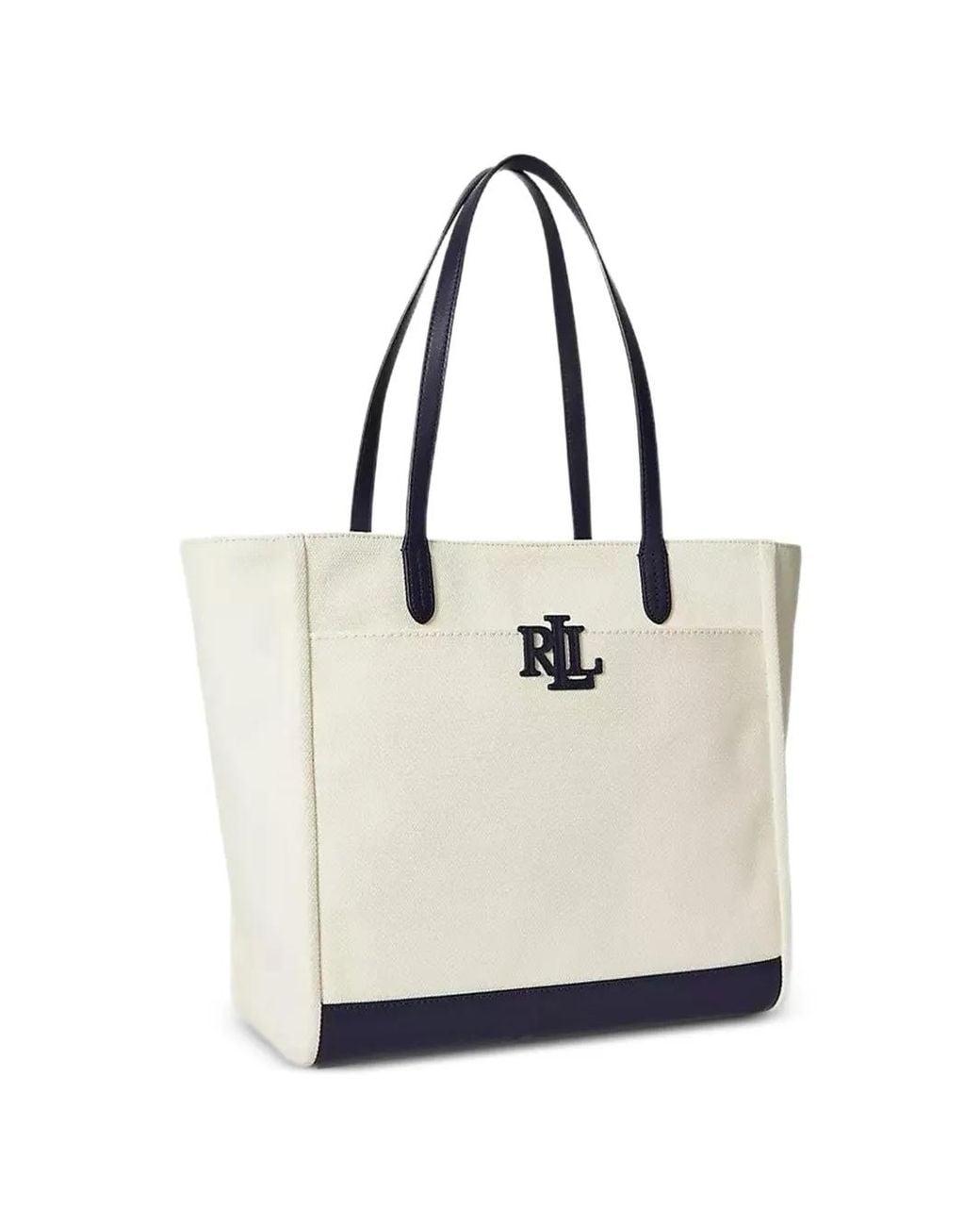 Ralph Lauren White Large Cameryn Logo-Plaque Tote Bag