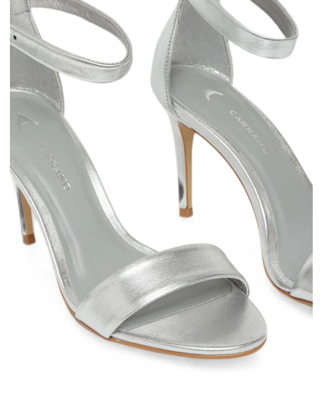 Carrano White Metallic-Effect Buckle-Fastening Sandals