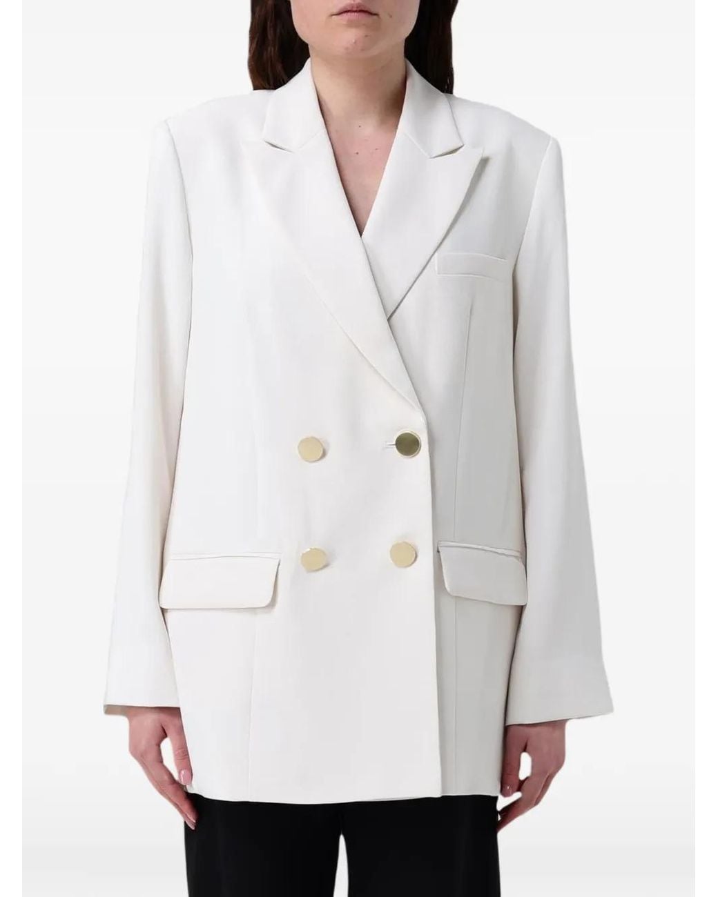 ARMANI EXCHANGE White Double-Breasted Buttoned Blazer
