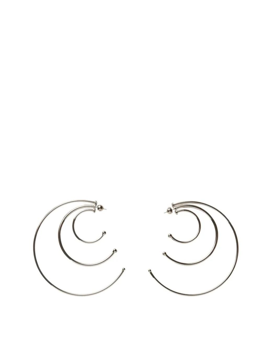 Panconesi White Pierced Solar Triple-Hoop-Design Earrings
