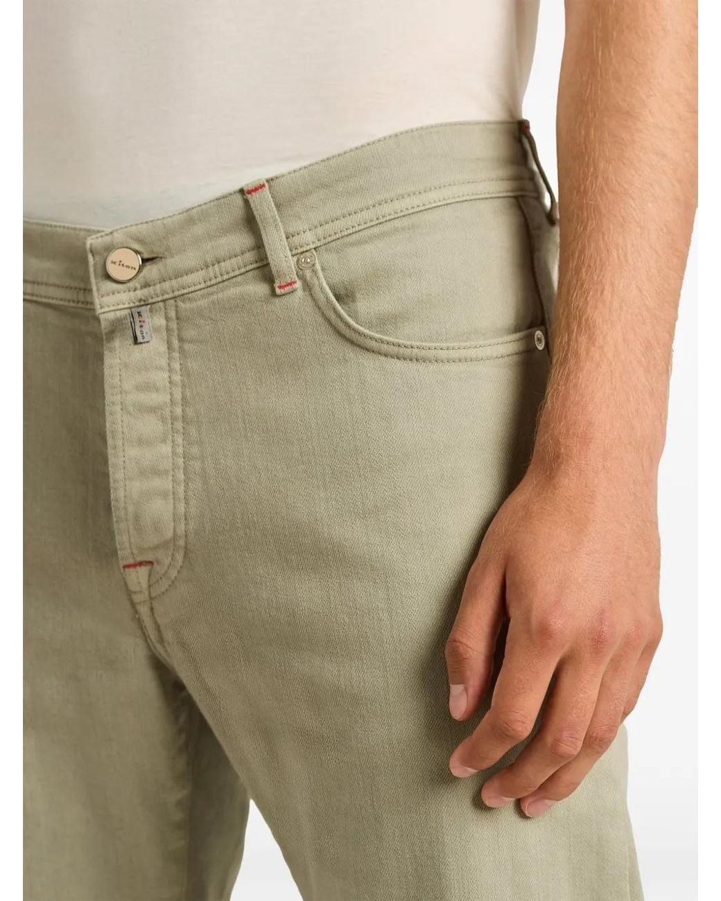Kiton Gray Five-Pocket Stretch-Cotton Jeans for men